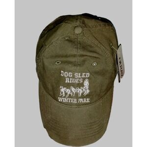 Ouray Brand‎ Hat Cap Olive Brown Dog Sled Rides Winter Park Hat  100% Cotton NEW